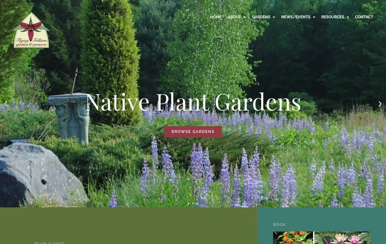 Flying Trillium website featuring its native plant gardens